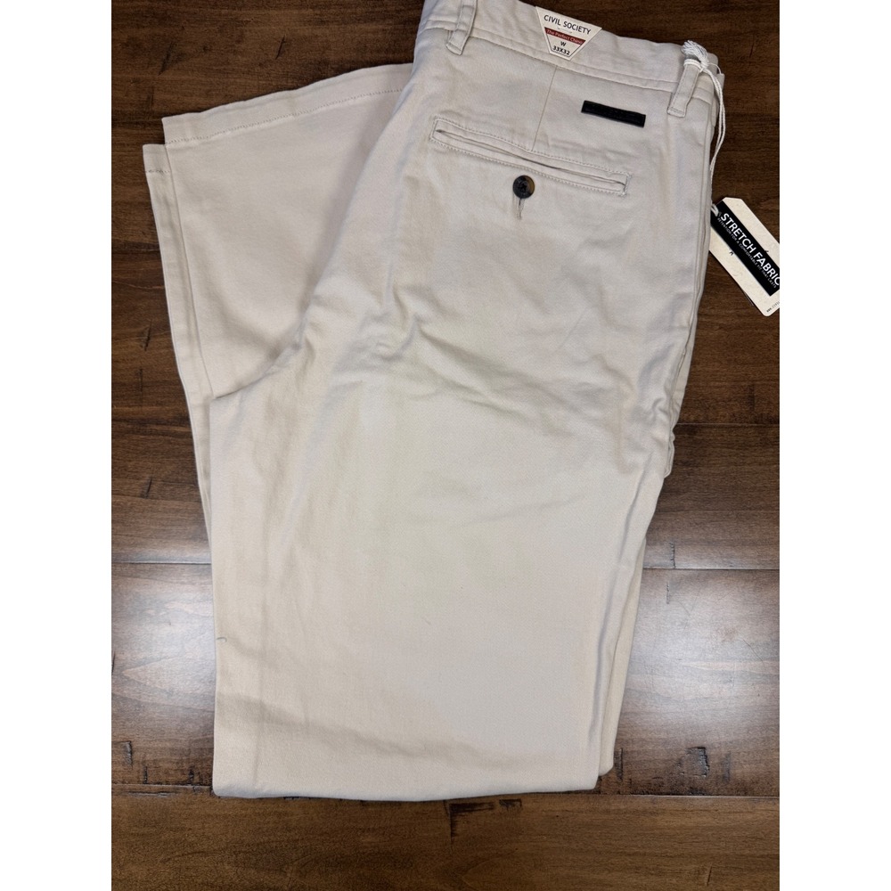 Civil Society Nielsen Perfect Chino Mens Stone Beige Stretch Pants 33x32 NWT
